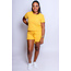 Easy Going Ribbed Shorts Set - Mustard