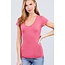 Deep Pink V Neck T-Shirt