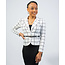 On My Own Grid Belted Blazer - White