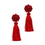 Beaded Bits Tassel Earrings - Red