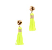 Out Of Line Tassel Earrings - Neon Yellow