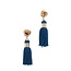 Out Of Line Tassel Earrings - Navy