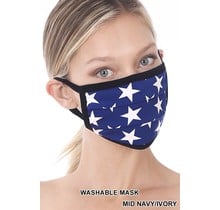 So Essential Washable Mask - Mid Navy Ivory Star Print