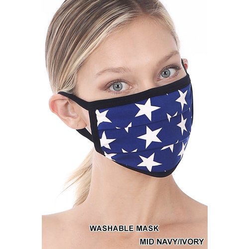 So Essential Washable Mask - Mid Navy Ivory Star Print