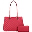 State Of Mind Quilted Handbag Set - Red