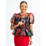 Poetic Love Floral Peplum Organza Top - Black