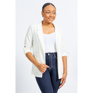 white open front blazer