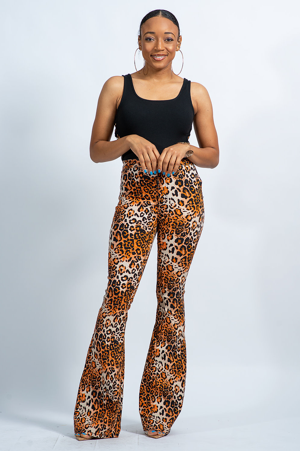 Go Easy Leopard High Waist Bell Bottom Jeans - JaDazzles International