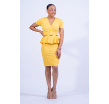 Lead By Example Peplum Dress - Yellow
