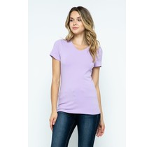Lavender V-Neck Knit T-Shirt PREMIUM COTTON