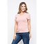 Dusty Pink V-Neck Knit T-Shirt PREMIUM COTTON