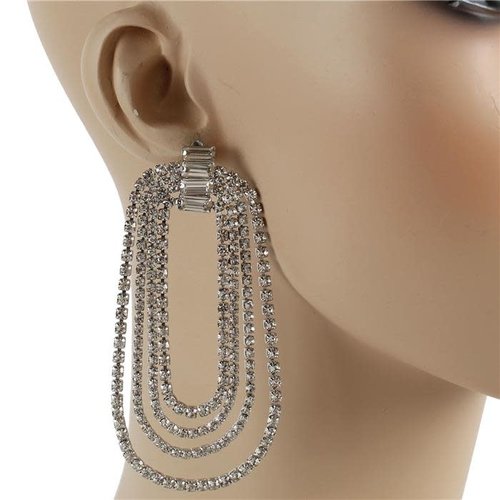 Living Life In Glam Earrings - Silver