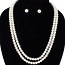 Two Strand Classy Pearl Necklace Set - White
