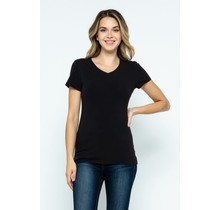 Black V-Neck Knit T-Shirt PREMIUM COTTON