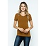 Bronze Brown V-Neck Knit T-Shirt PREMIUM COTTON