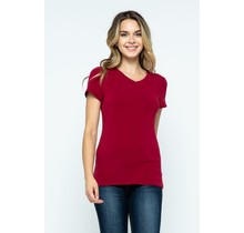 Burgundy V-Neck Knit T-Shirt PREMIUM COTTON