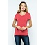 Mineral Red V-Neck Knit T-Shirt PREMIUM COTTON
