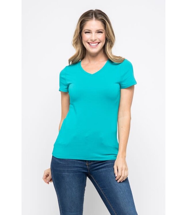 Dark Green V-Neck Knit T-Shirt PREMIUM COTTON