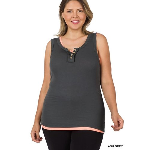 PLUS Make You My Fave Ribbed Tank Top - Ash Grey PLUS Make You My Fave Ribbed Tank Top - Ash Grey