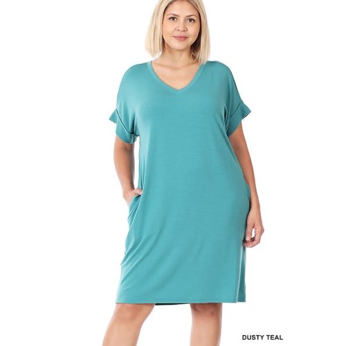 PLUS Easy Goes Dress - Dusty Teal PLUS Easy Goes Dress - Dusty Teal