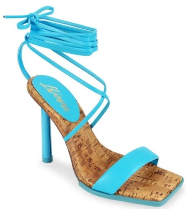 Moving Solo Strap Up Heels - Aqua