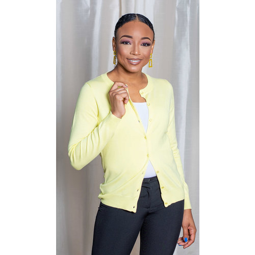Lemon Yellow Round Neck Cardigan Lemon Yellow Round Neck Cardigan