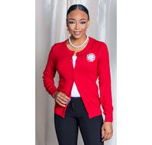 Red Round Neck Cardigan