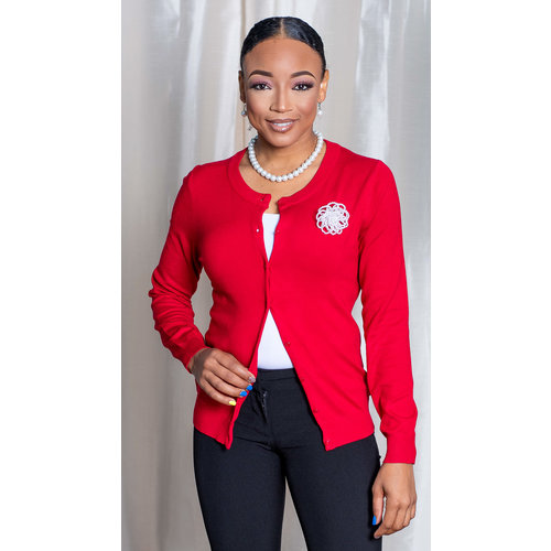 Red Round Neck Cardigan Red Round Neck Cardigan