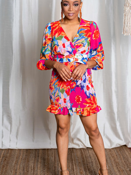 Wild Flower Love Ruched Dress