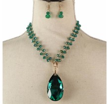 Blended Beauty Crystal Necklace Set - Green