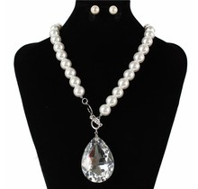 Power House Pearl Necklace Set - Silver/Clear