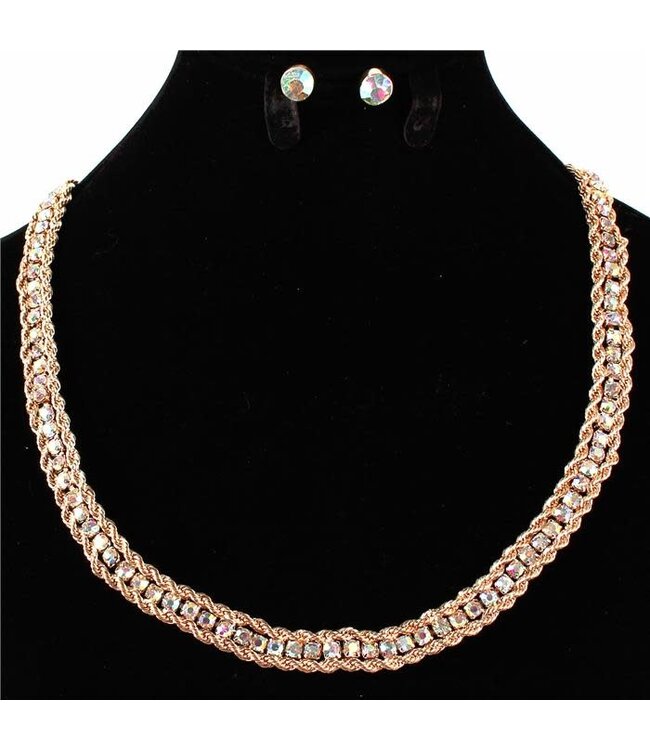 Lay Me Down Necklace Set - Gold Iridescent