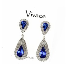 Teary Eyed Rhinestone Earrings - Sapphire