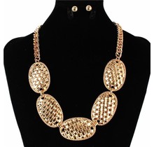 Blank Look Necklace Set - Gold
