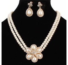 Flower Girl Pearl Necklace Set - Cream