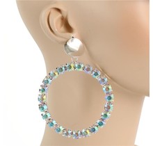 More Like It Crystal Earrings - Silver Iridescent