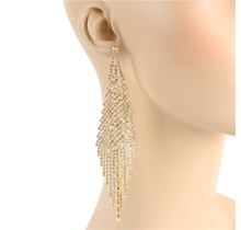 Shimmer Me Rhinestone Earrings - Gold