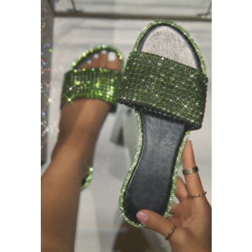 Sweet Like Honey Rhinestone Sandals - Green Sweet Like Honey Rhinestone Sandals - Green