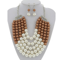 Always Good Pearl Necklace Set - Brown