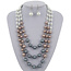 In Awe Pearl/Glass Necklace  Set -  Grey/Rose