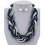 Innocence Twisted Pearl Necklace Set - Navy/Grey