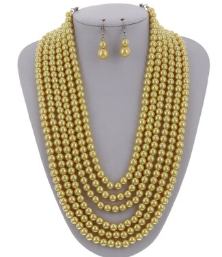 Attitude Galore Pearl Necklace Set - Yellow