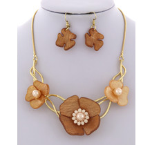 On Point Necklace Set - Gold/Brown