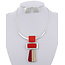 On The Block Necklace Set - Silver/Red