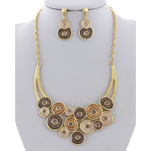 Halfway There Necklace Set - Lt Brown