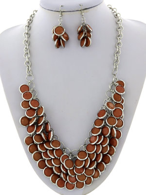 Nutty One Necklace Set - Brown