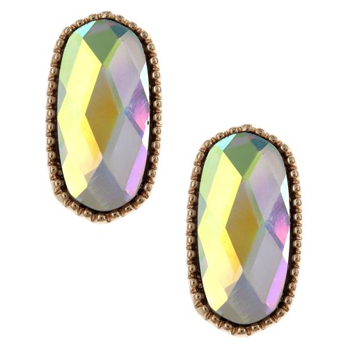Amazing Gem Knob Earring - Gold Iridescent Amazing Gem Knob Earring - Gold Iridescent