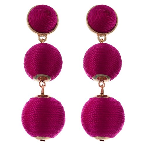 3's A Crowd Drop Earrings- Fuchsia 3's A Crowd Drop Earrings- Fuchsia