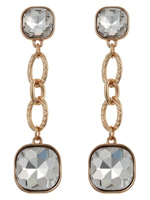 All Lined Up Drop Earrings- Clear