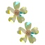 Day Time Knob Earrings - Aqua/Yellow